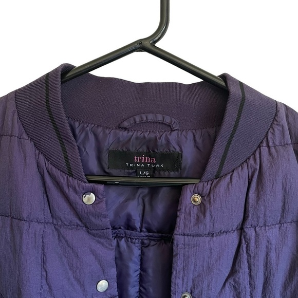 TRINA TURK PUFFER DOWN JACKET Eggplant Size Large - Picture 4 of 12